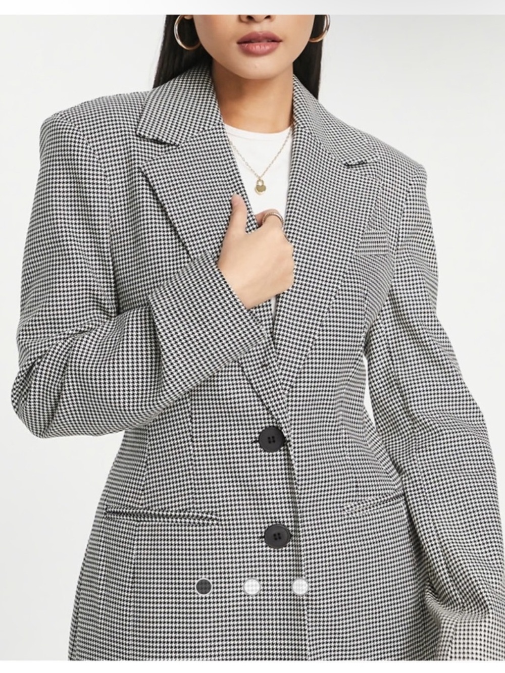 River Island Black & White Houndstooth Tailored Blazer